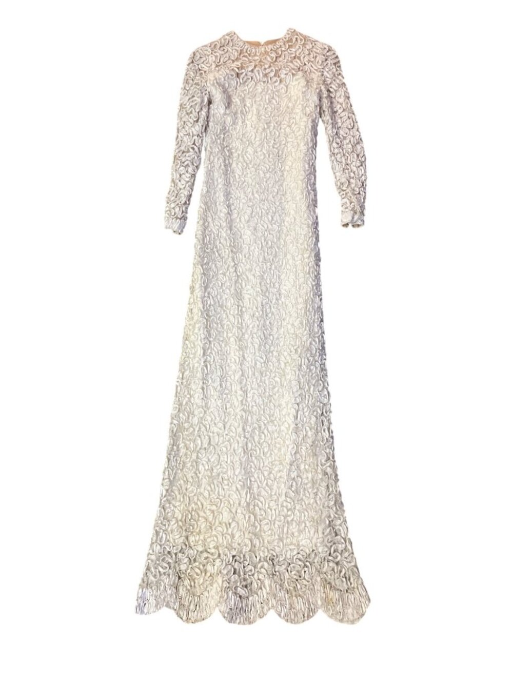 Vintage Jack Bryan Cream Lace Maxi Dress Womens XS? (0-2) Long Sleeve Boho USA - Picture 3 of 16
